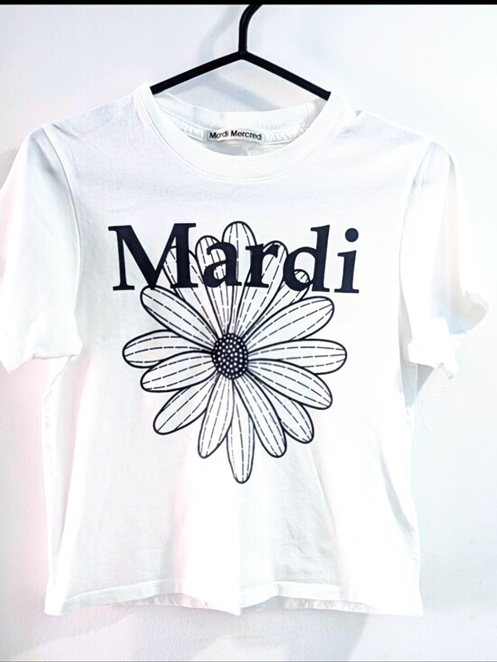 Mardi Mercredi White Daisy Graphic Tee South Korean Luxury Brand Size Small